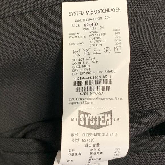 SYSTEM Size 34 Black Wool Flat Front Tapered Zip Fly Dress Pants - Picture 7 of 7